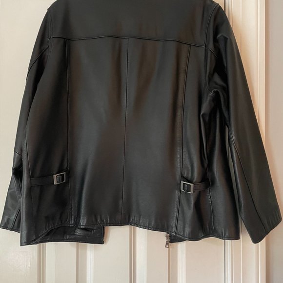 Eddie Bauer Black Leather Jacket Vintage Womens Medium Genuine Leather - Picture 6 of 8
